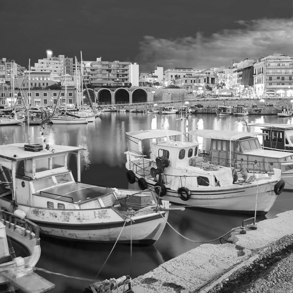 Ethereal White Resort Night Old Harbour Heraklion Crete Greece 1